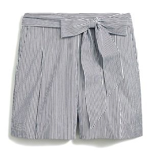 J Crew Striped Tie Waist Shorts in Cotton Poplin